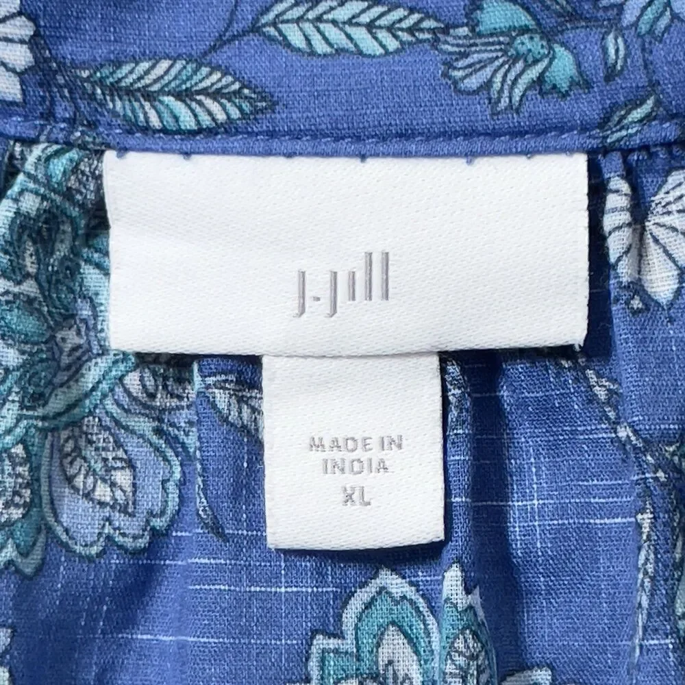 J. Jill Oversized Blue Floral Split Neck Top Womens Sz XL Pullover Lightweight - Picture 8 of 12